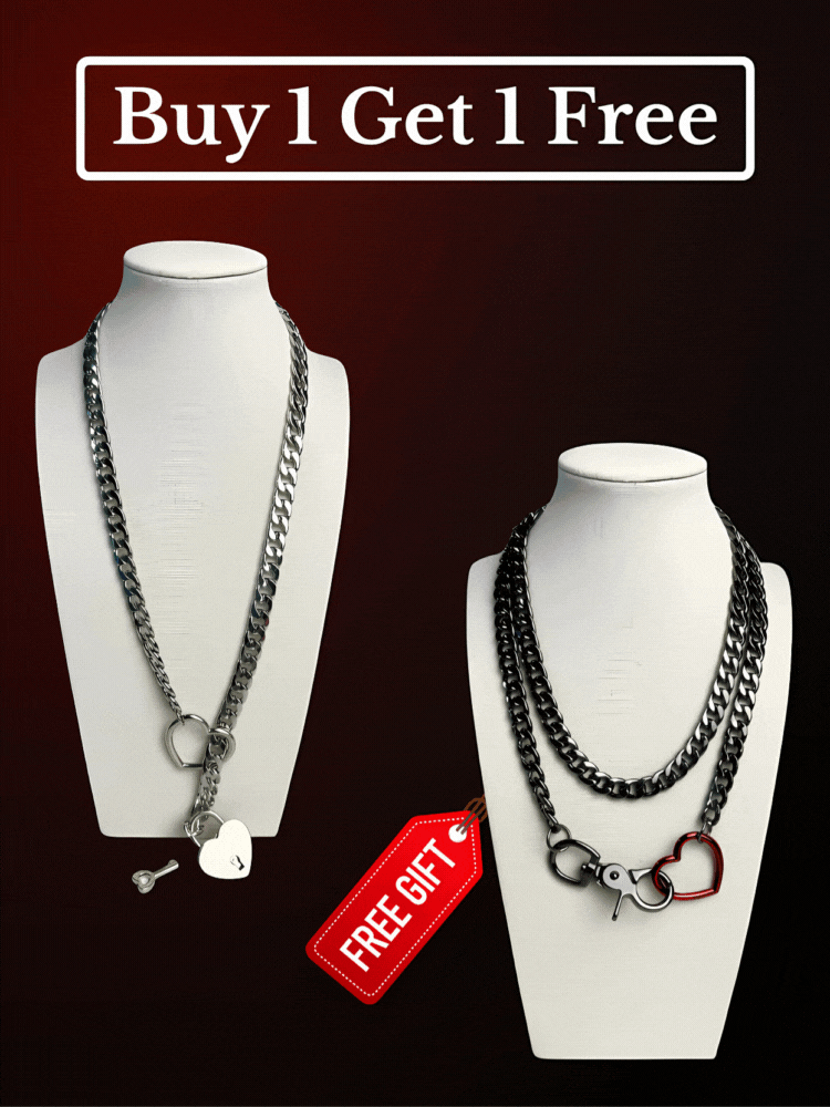 Breath-Less-Lock-Heart-Slip-Chain-Necklace-25inch-Black-WildNightX-Gift
