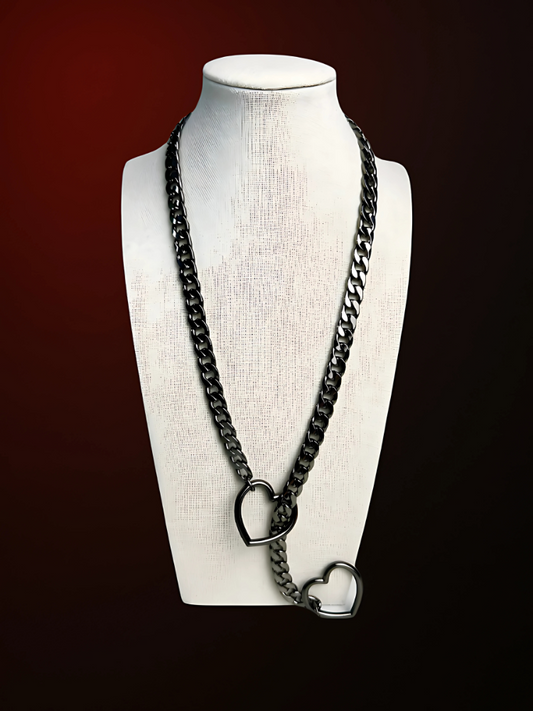Couple-Heart-Slip-Chain-Necklace-25inch-Black-WildNightX