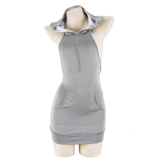 Backless hooded ribbed mini nightdress, photo 2