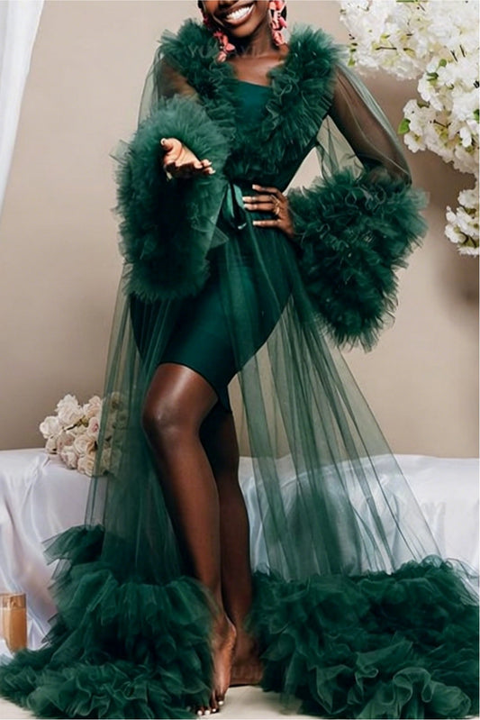 Bridal ball puffy sheer mesh outer robe, photo 2