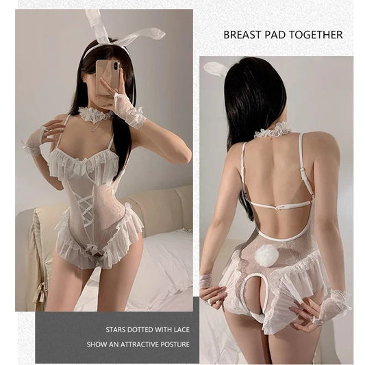 Bunny lace open crotch bodysuit, photo 2