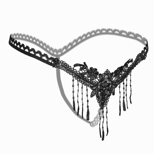 Embroidered tassel open crotch thong, photo 2