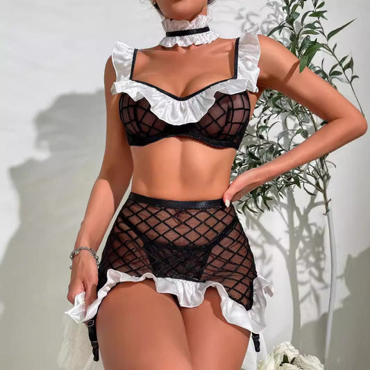 Grid mesh maid roleplay costume set, photo 2