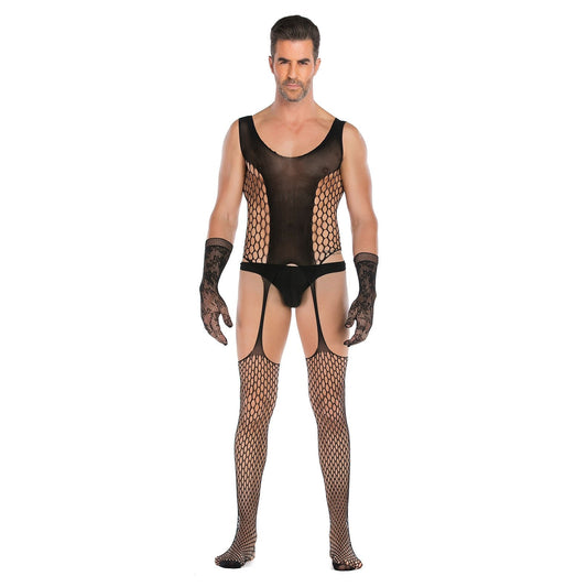 Men s fishnet crotchless bodysuit, photo 2