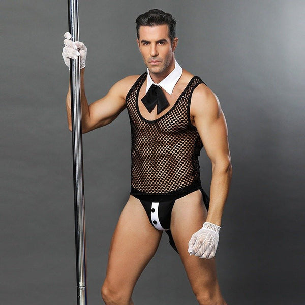 Mens fishnet dancer roleplay uniform set, photo 1