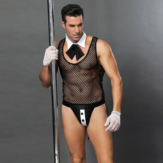 Mens fishnet dancer roleplay uniform set, photo 2