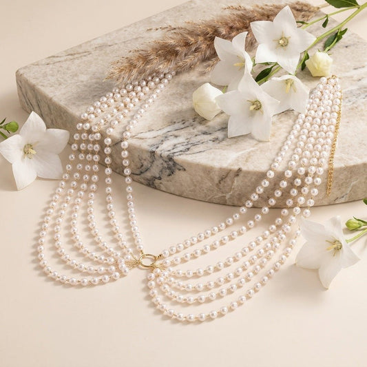 Multi strand faux pearl oring belly chain, photo 2