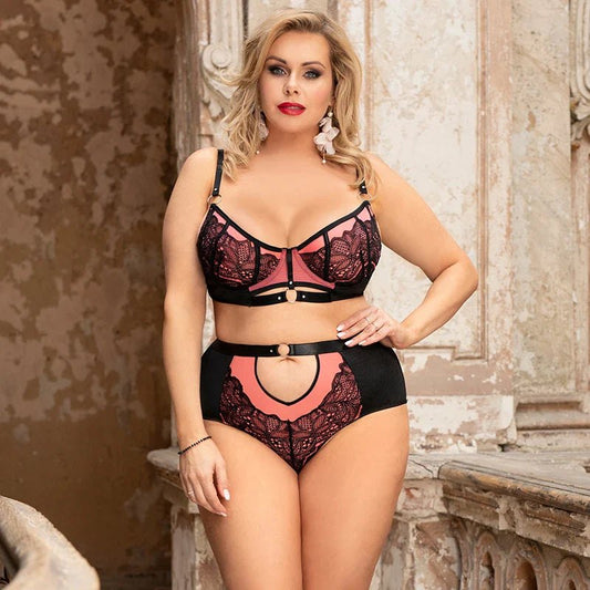 Plus size cutout lace bra set, photo 2