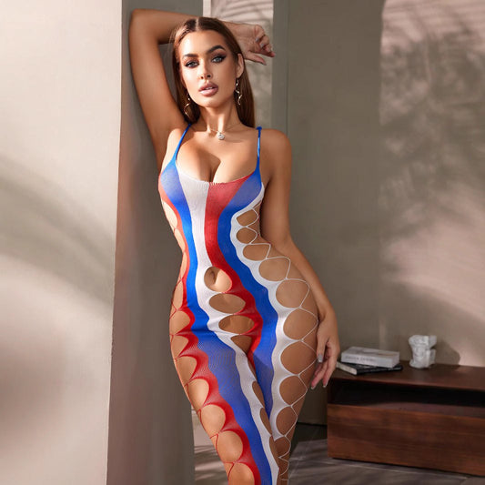 Tri color hollow out slim fit bodystocking, photo 2