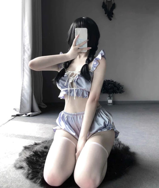 Ruffled satin camisole sleepwear set, photo 2