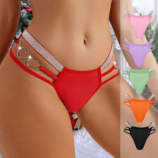Strappy heart button ribbon thong, photo 2