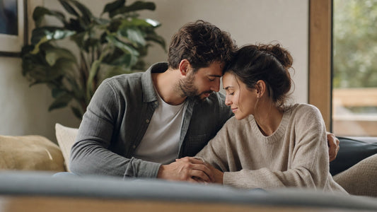Couple sharing a calm reassuring moment at home