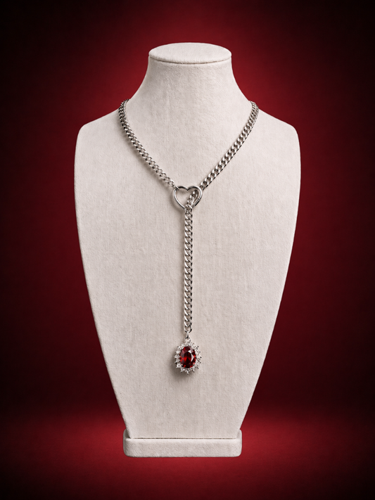 Ruby Halo Slip Chain Necklace