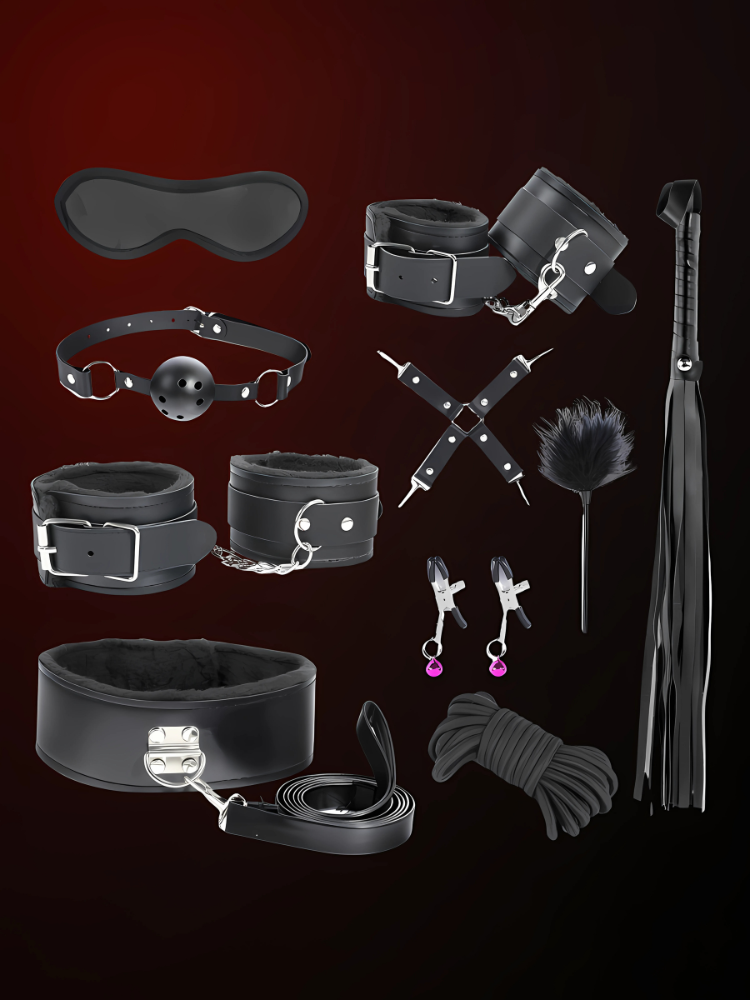 Play Time Set beginner bondage starter kit for couples worn on model – WildNightX