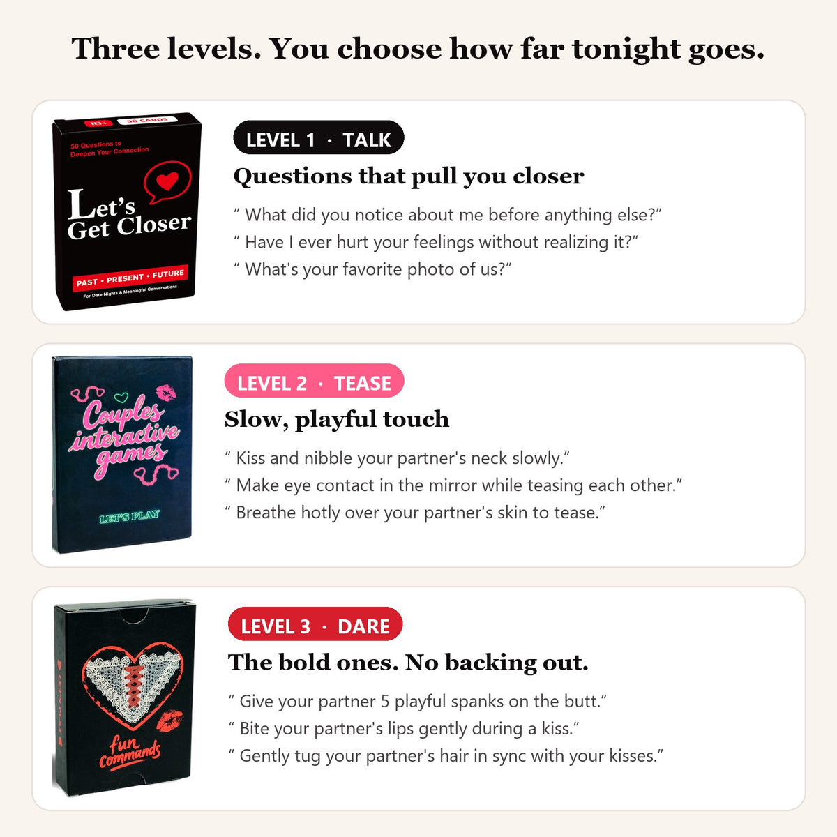 Spicy Couple Card Game - spicy couple card game talk tease dare levels - WildNightX