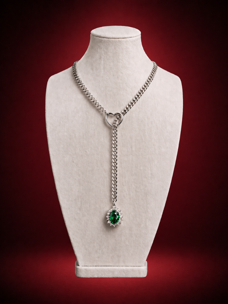 Ruby Halo Slip Chain Necklace