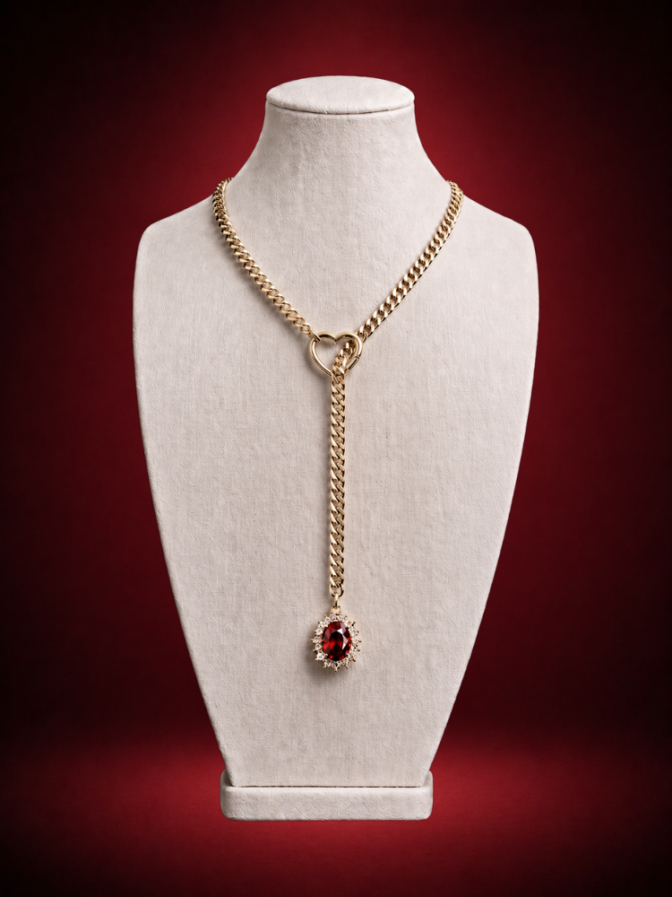 Ruby Halo Slip Chain Necklace