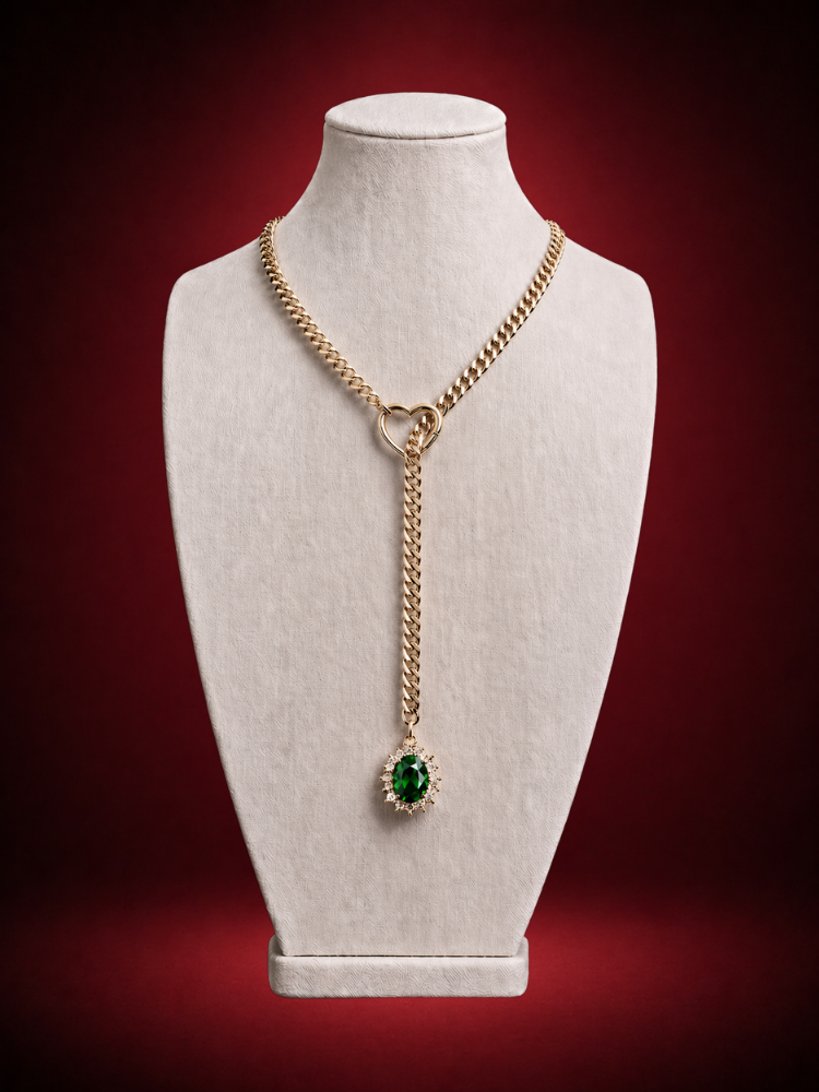 Ruby Halo Slip Chain Necklace
