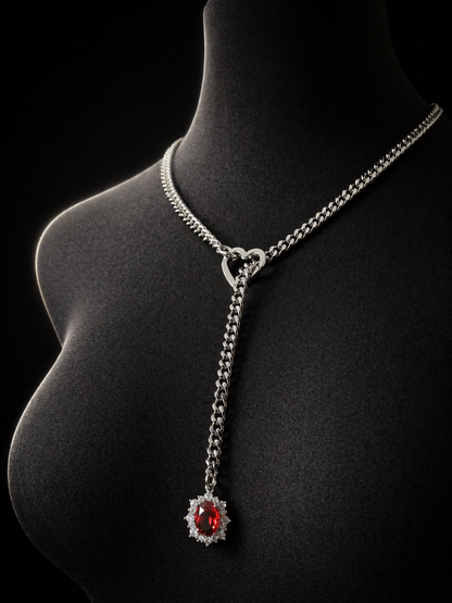 Ruby Halo Slip Chain Necklace