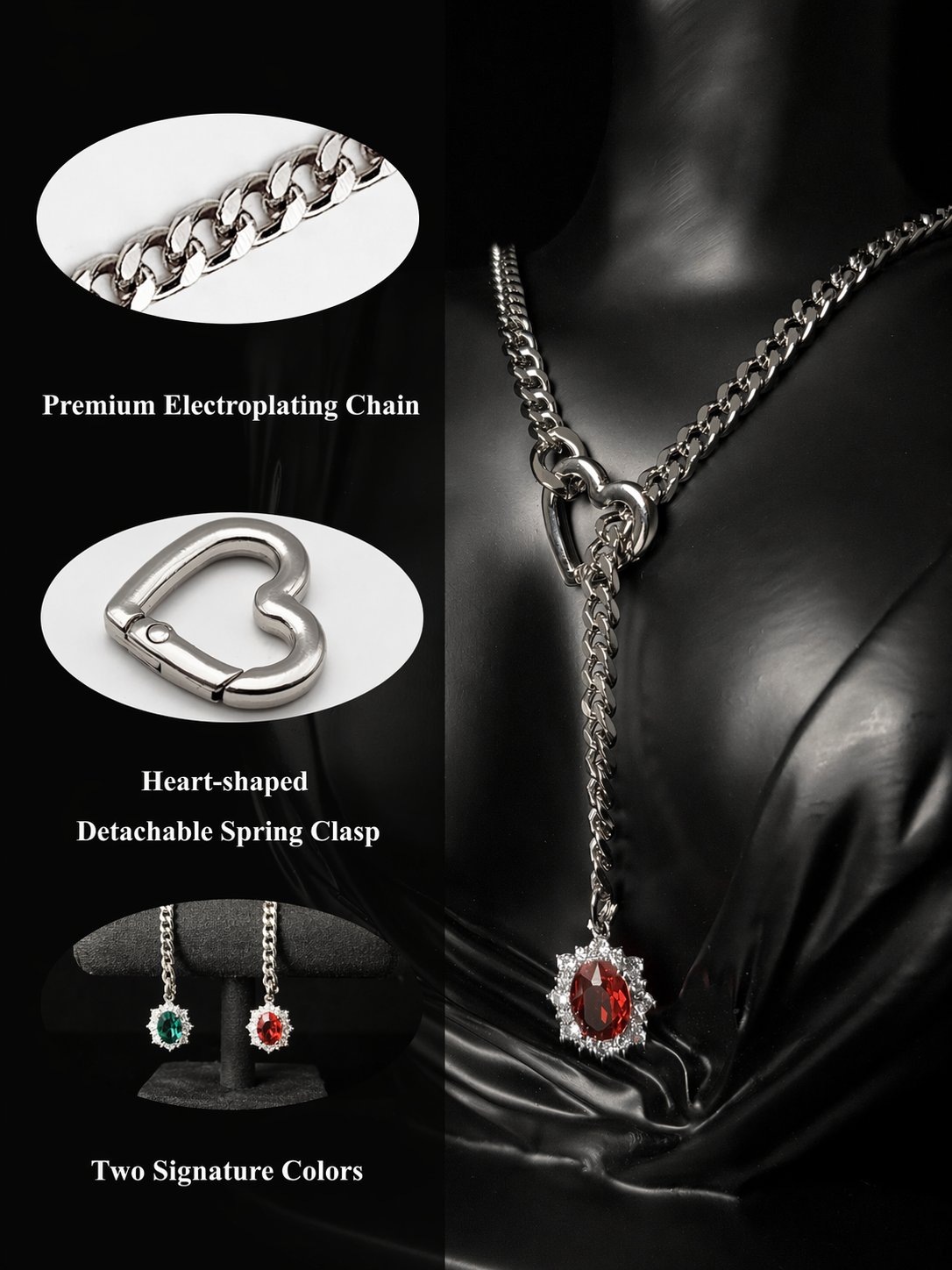 Ruby Halo Slip Chain Necklace