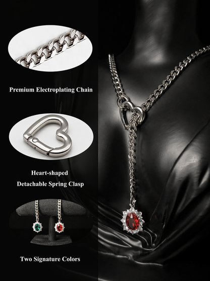 Ruby Halo Slip Chain Necklace