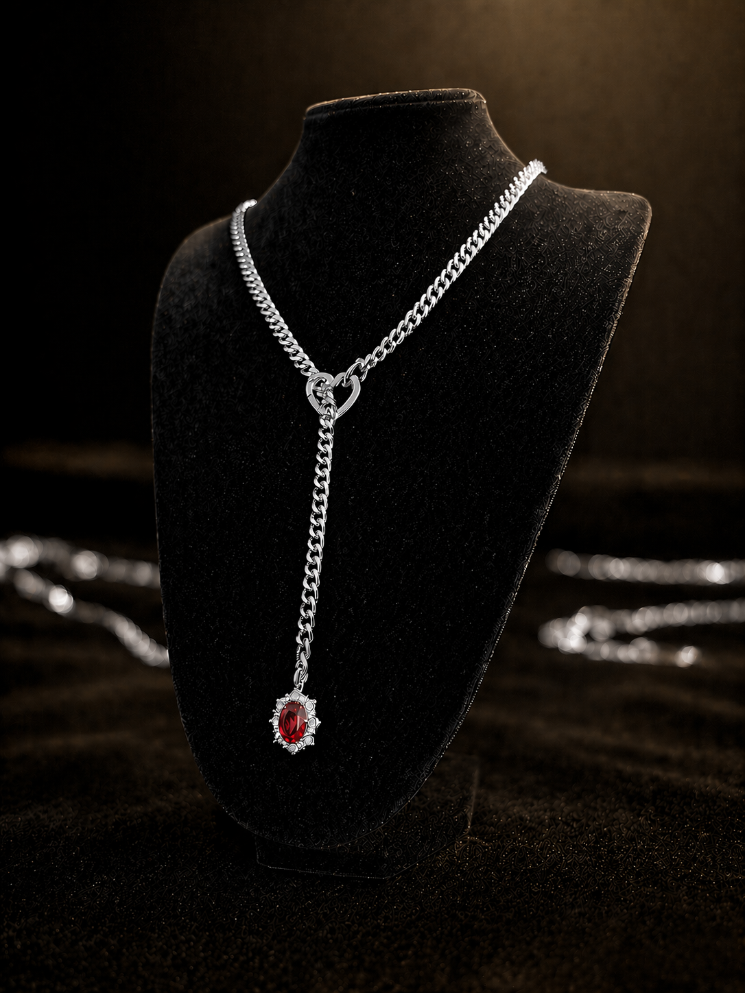 Ruby Halo Slip Chain Necklace