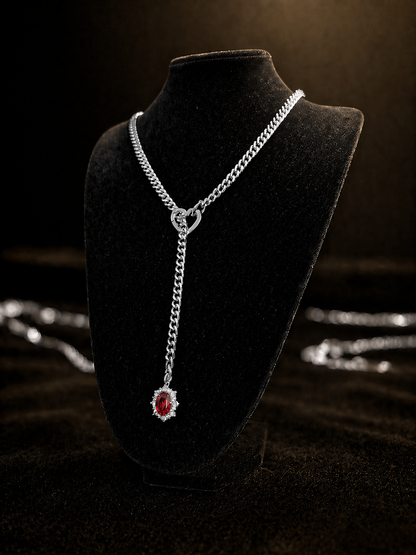 Ruby Halo Slip Chain Necklace