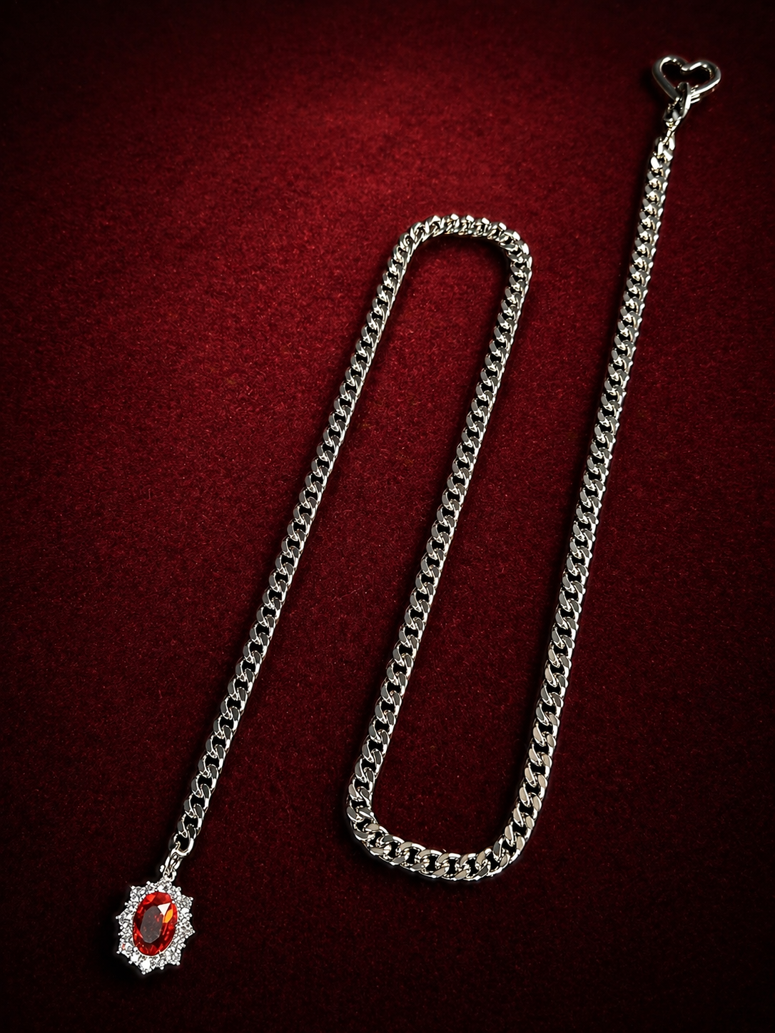 Ruby Halo Slip Chain Necklace