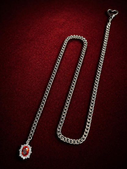 Ruby Halo Slip Chain Necklace
