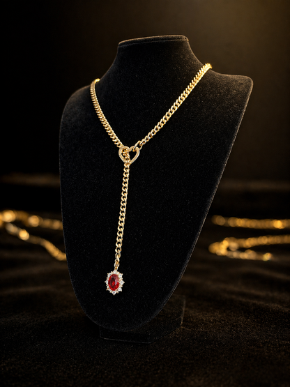 Ruby Halo Slip Chain Necklace
