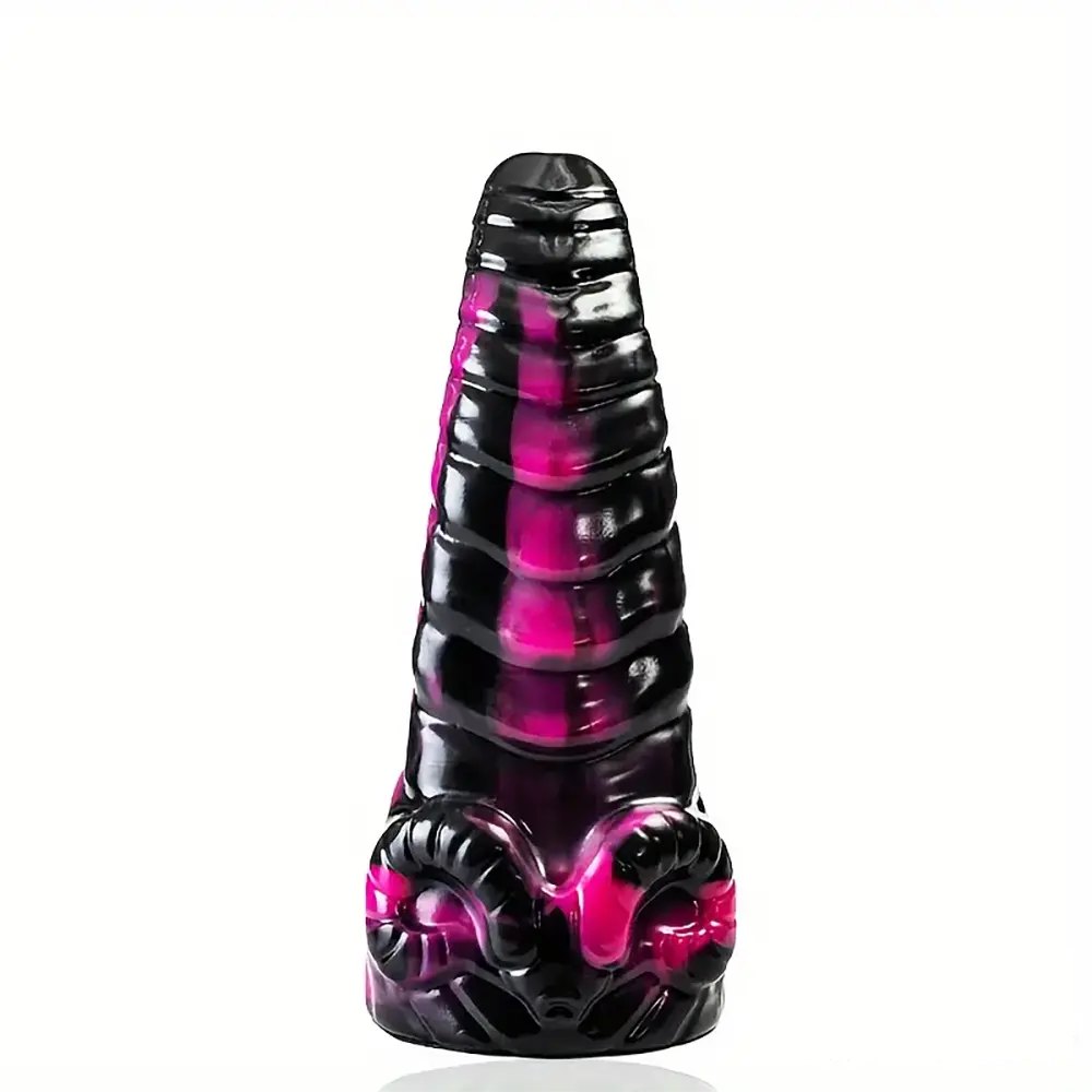 Black ribbed silicone anal plug