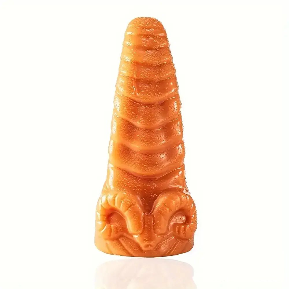 Gold ribbed silicone anal plug