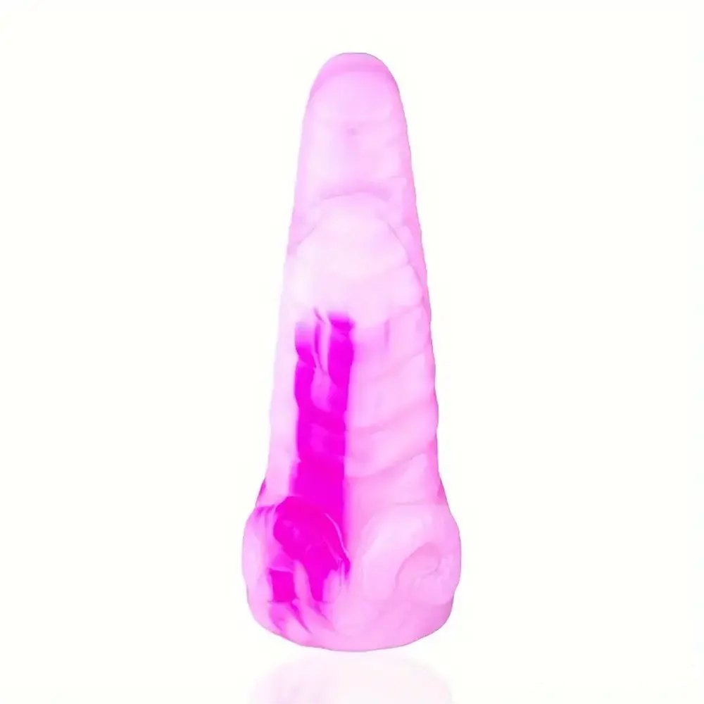 Pink ribbed silicone anal plug