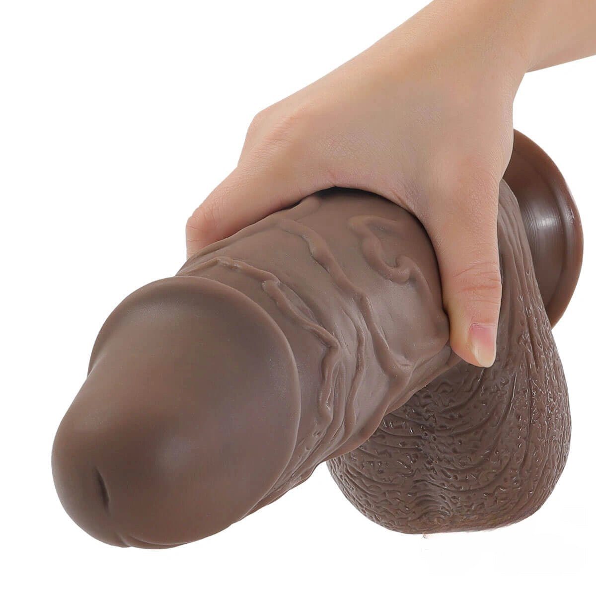 Brown silicone textured dildo, photo 3