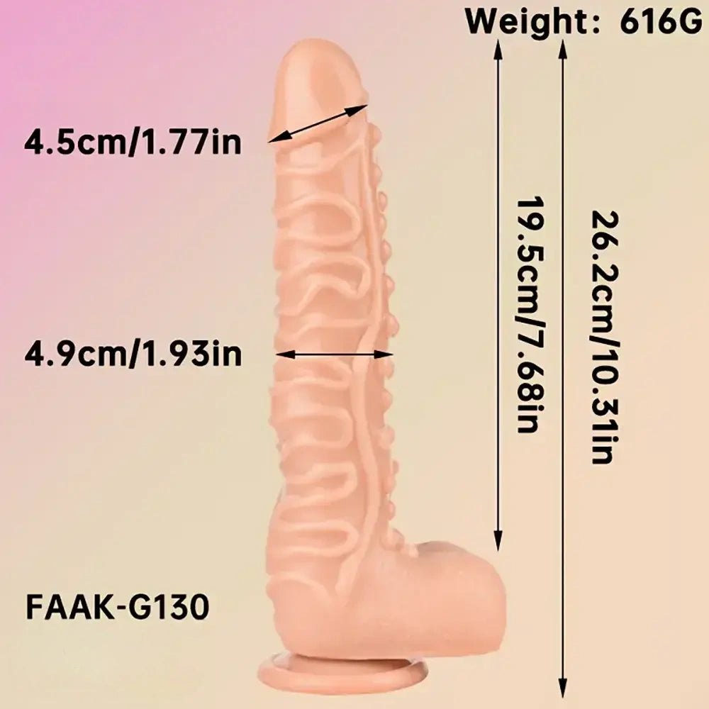 Flesh bumpy textured silicone fantasy dildo