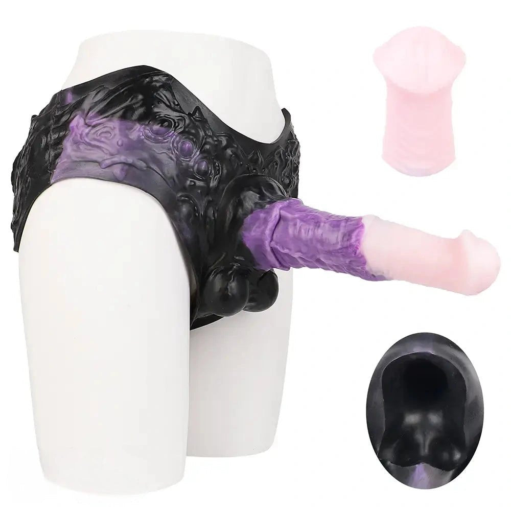 Colorful hollow strap-on dildo harness, photo 1