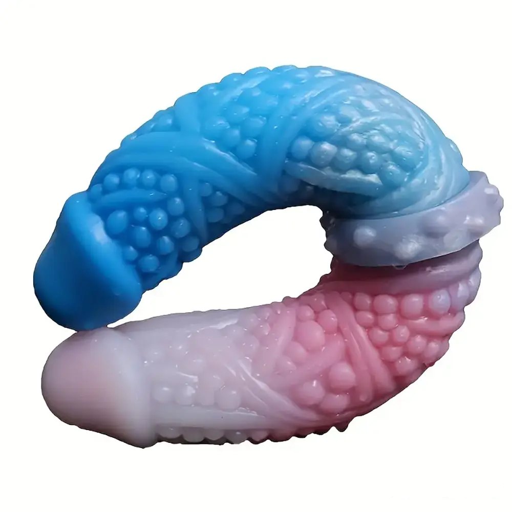 Colorful double-ended textured dildo, photo 1