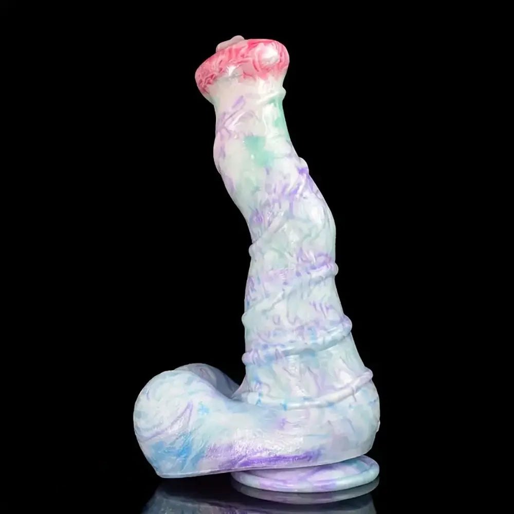 #1 curved silicone fantasy dildo with knotted base