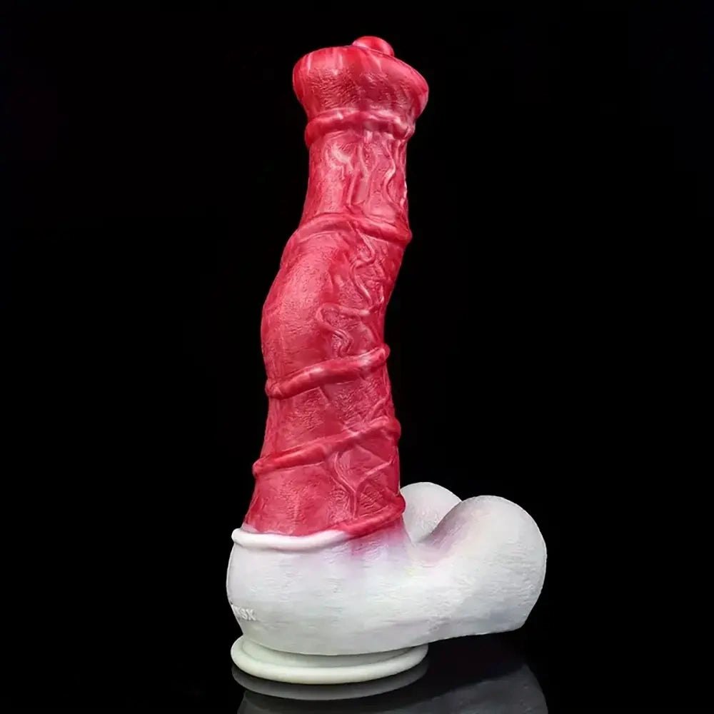 #2 curved silicone fantasy dildo with knotted base