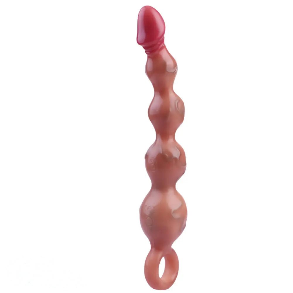 Flesh tone silicone pull bead anal dildo, photo 1