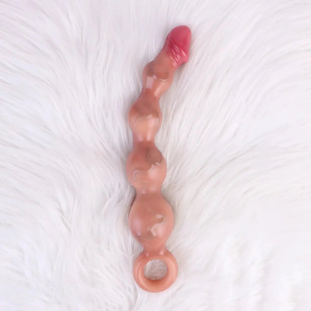 Flesh tone silicone pull bead anal dildo, photo 6