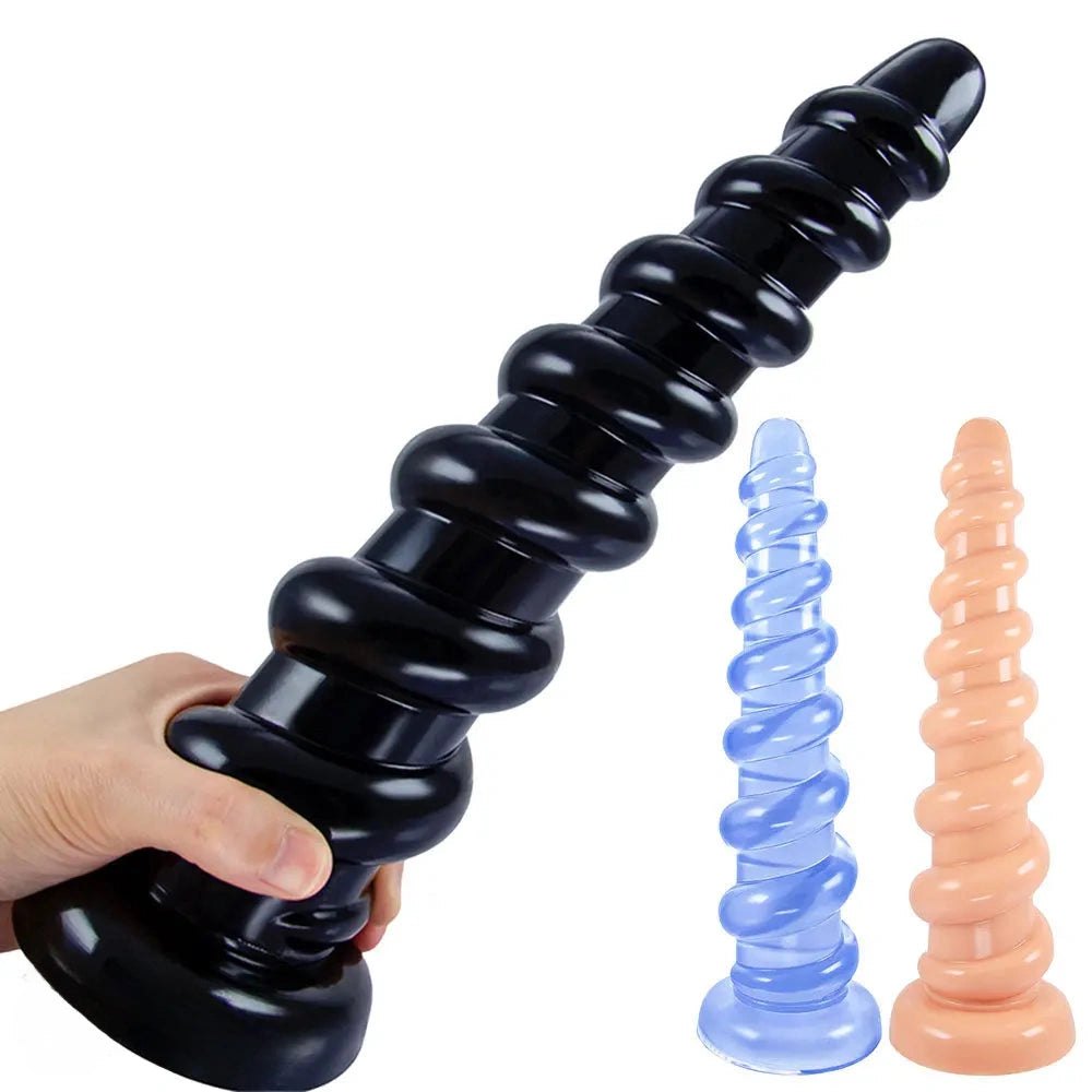 Ribbed PVC anal dildo with suction cup base, photo 13