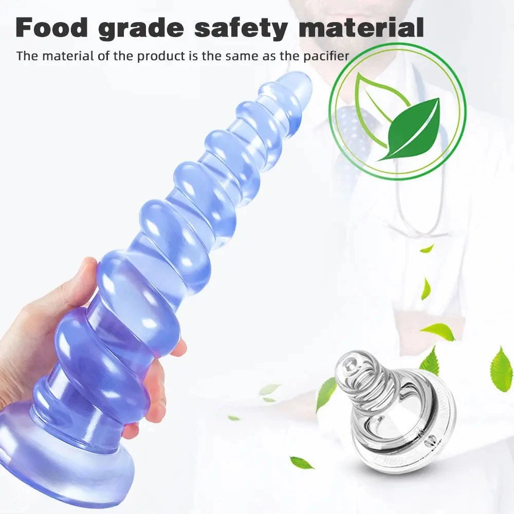 Ribbed PVC anal dildo with suction cup base, photo 3