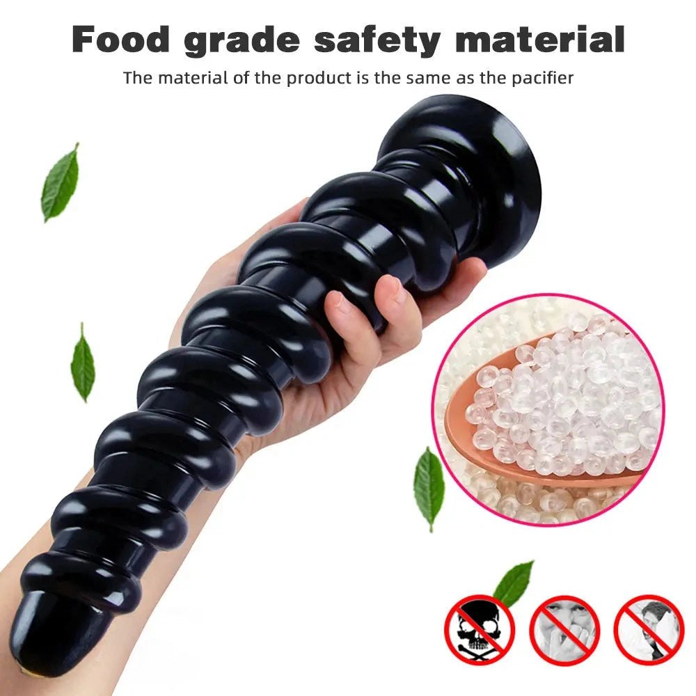 Ribbed PVC anal dildo with suction cup base, photo 4