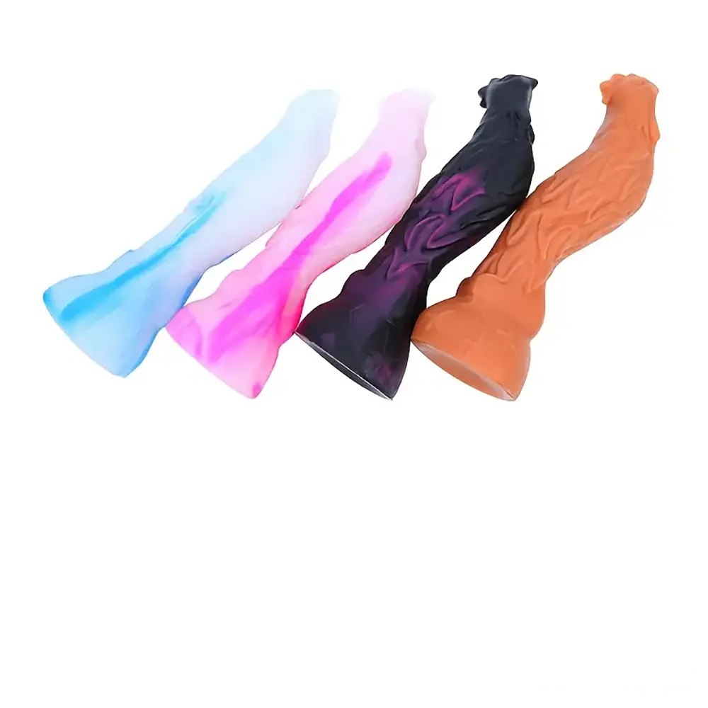 Ridged spiral silicone fantasy dildo with suction cup base, photo 1