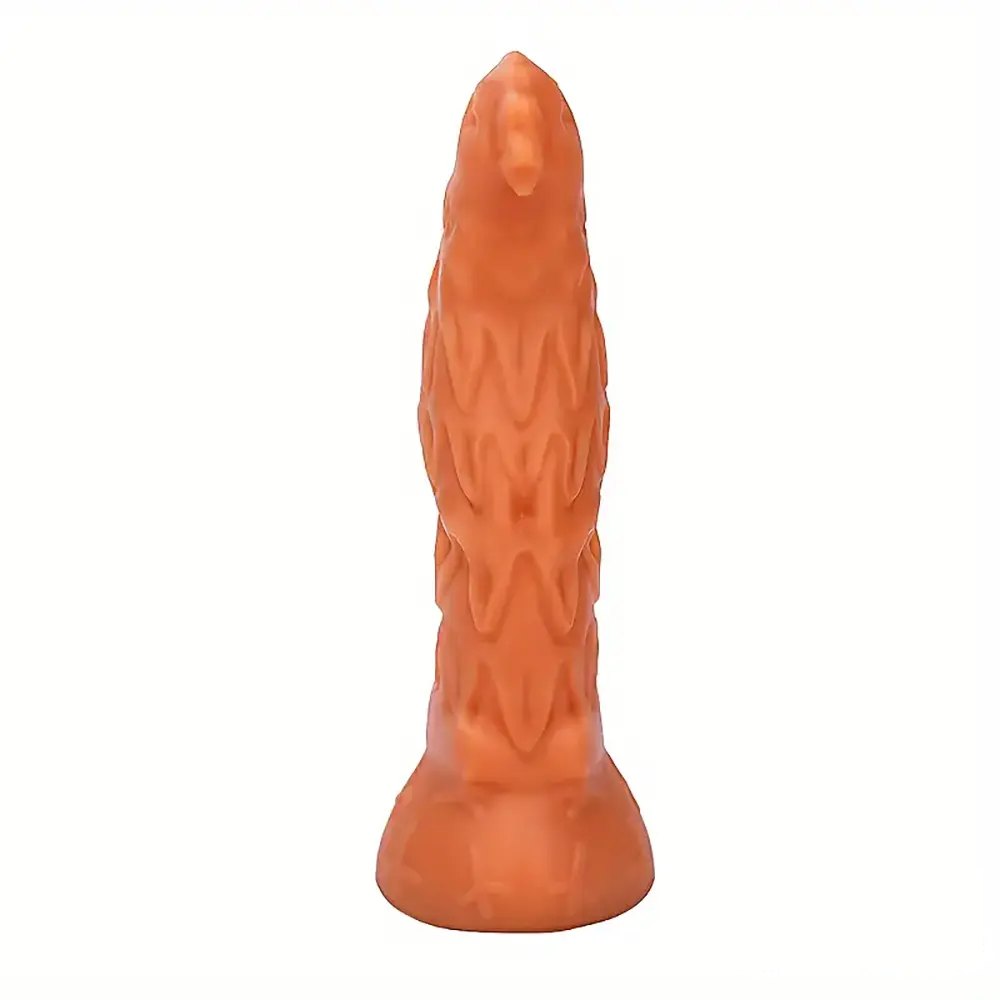 Ridged spiral silicone fantasy dildo with suction cup base, photo 3