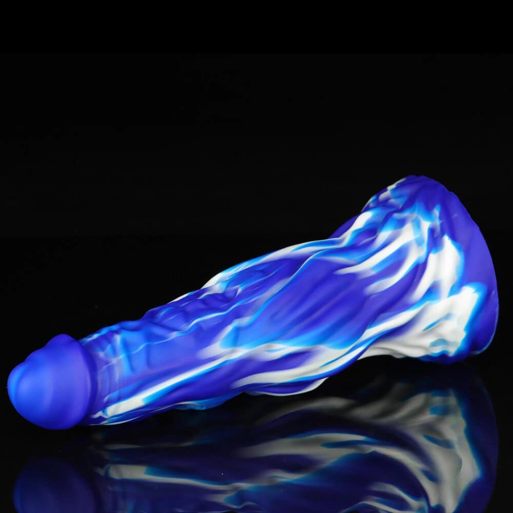 Marbled multicolor liquid silicone fantasy dildo, photo 12
