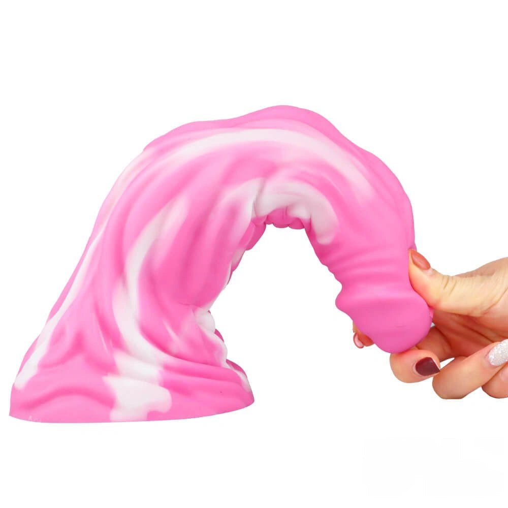 Marbled multicolor liquid silicone fantasy dildo, photo 15