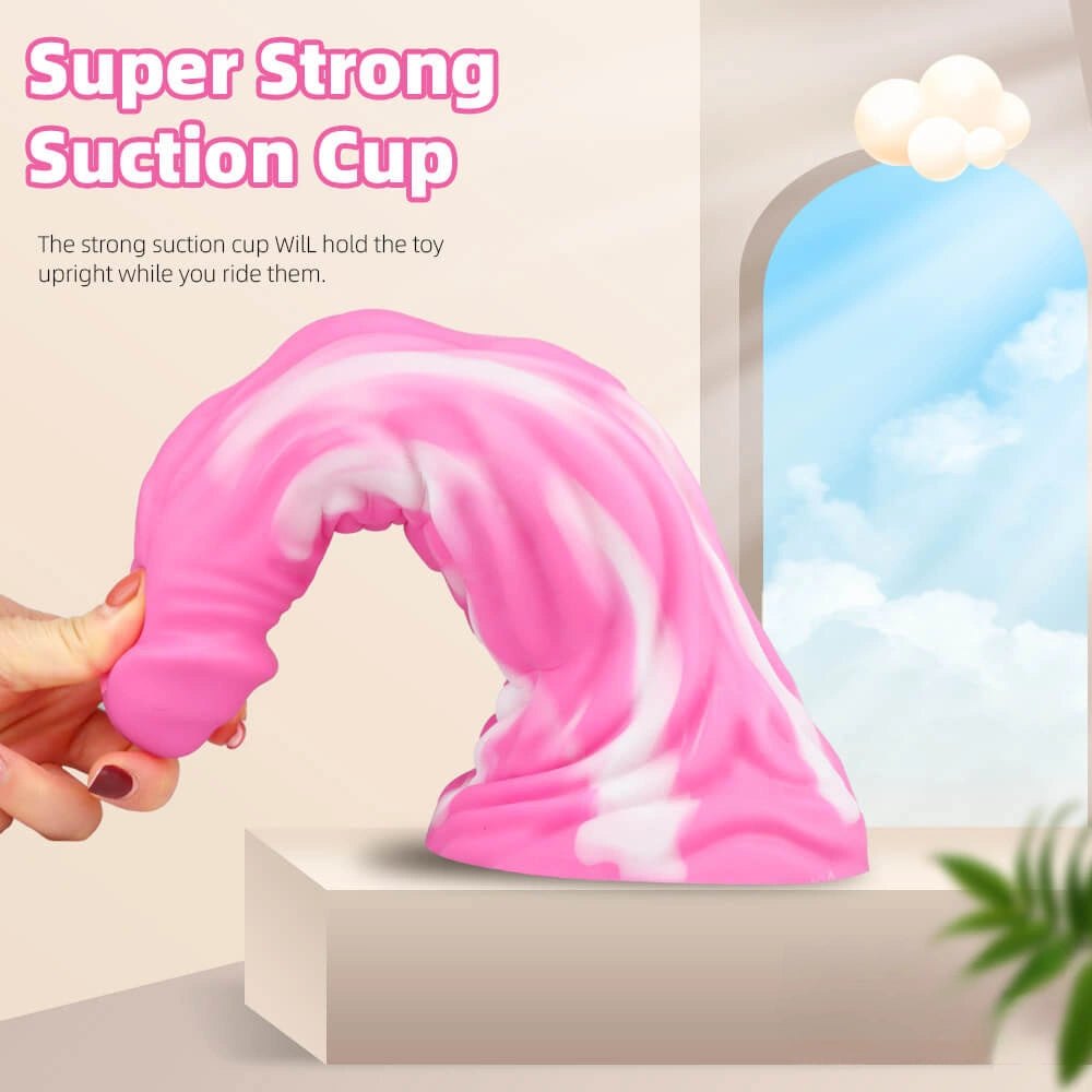 Marbled multicolor liquid silicone fantasy dildo, photo 3