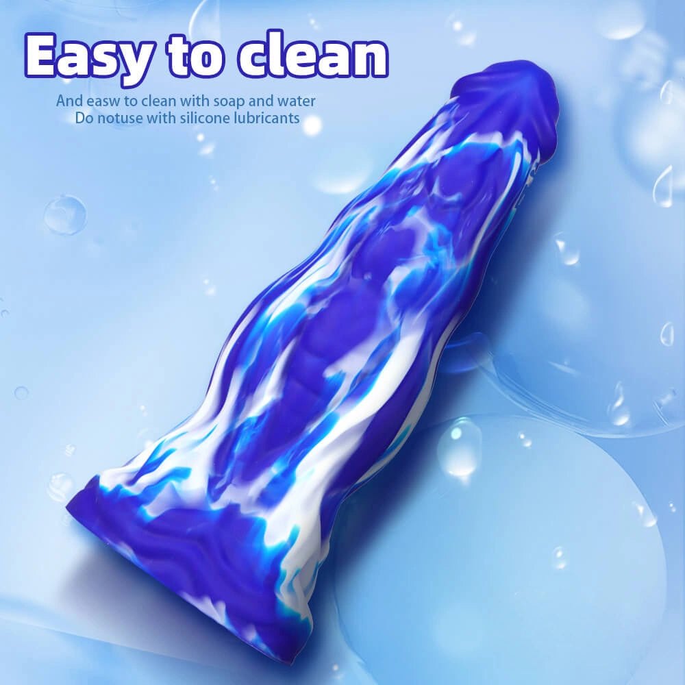 Marbled multicolor liquid silicone fantasy dildo, photo 5